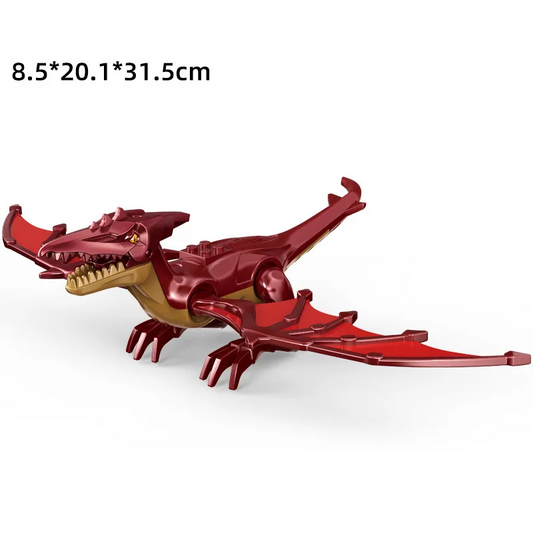 DinoDen Sky Hunter Pterodactyl – Red Flying Dinosaur Toy Compatible with LEGO