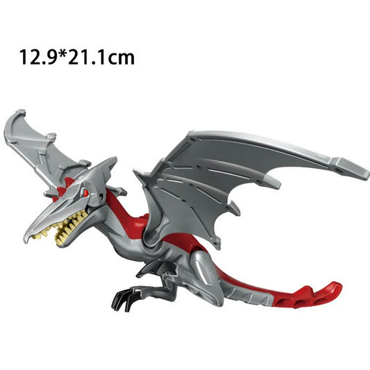 DinoDen Sky Hunter Pterodactyl – Grey Flying Dinosaur Toy Compatible with LEGO