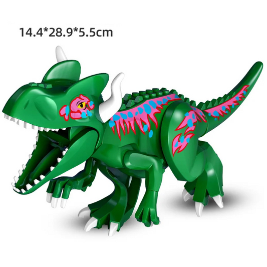 DinoDen Attack T-Rex – Green Dinosaur Toy Compatible with LEGO