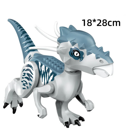 DinoDen Tough Pachycephalosaurus – Light Grey Blue Dinosaur Toy Compatible with LEGO