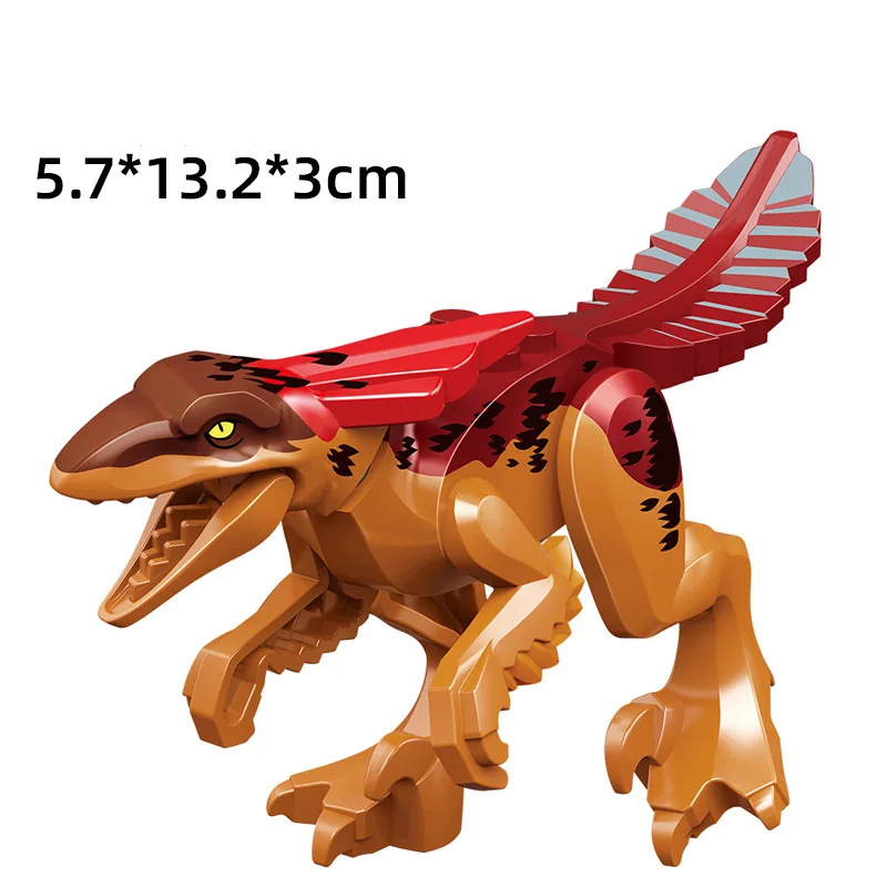 DinoDen Swift Strike Velociraptor – Red Dinosaur Toy Compatible with LEGO