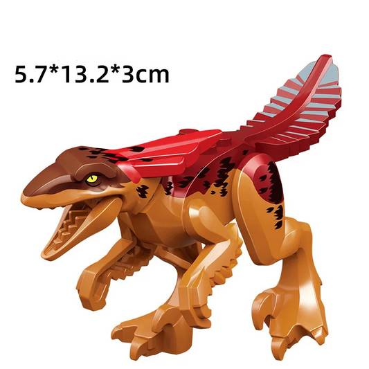 DinoDen Swift Strike Velociraptor – Red Dinosaur Toy Compatible with LEGO