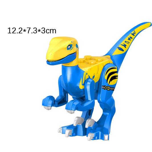 DinoDen Swift Strike Velociraptor – Yellow Blue Dinosaur Toy Compatible with LEGO