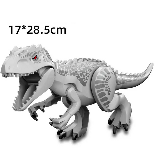 DinoDen Attack T-Rex – White Dinosaur Toy Compatible with LEGO